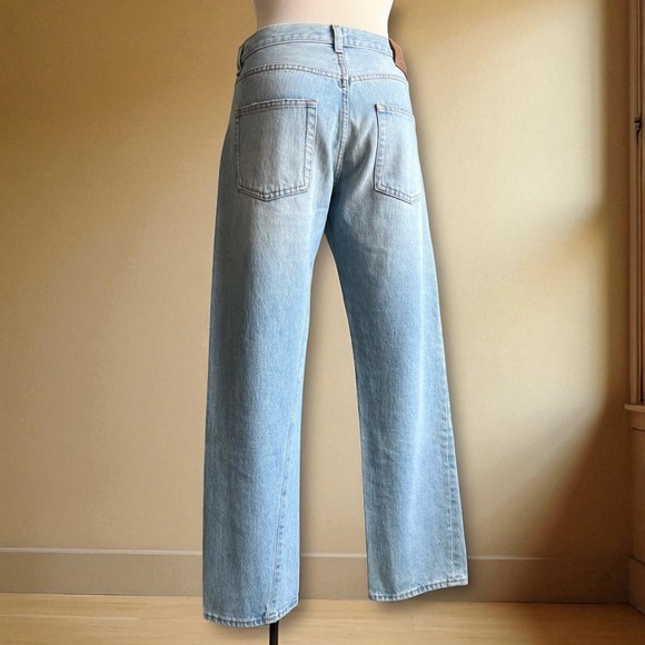 Toteme Twisted Seam Worn Blue Denim Tapered Leg Jeans - Picture 3 of 5